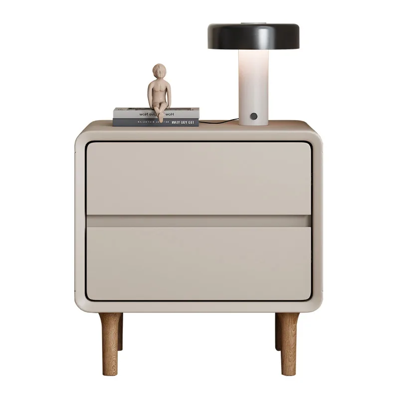 طاولة بجانب السرير مصنوعة من الخشب الصلب المطلي لغرفة النوم وخزانة تخزين صغيرة بجانب السرير #5