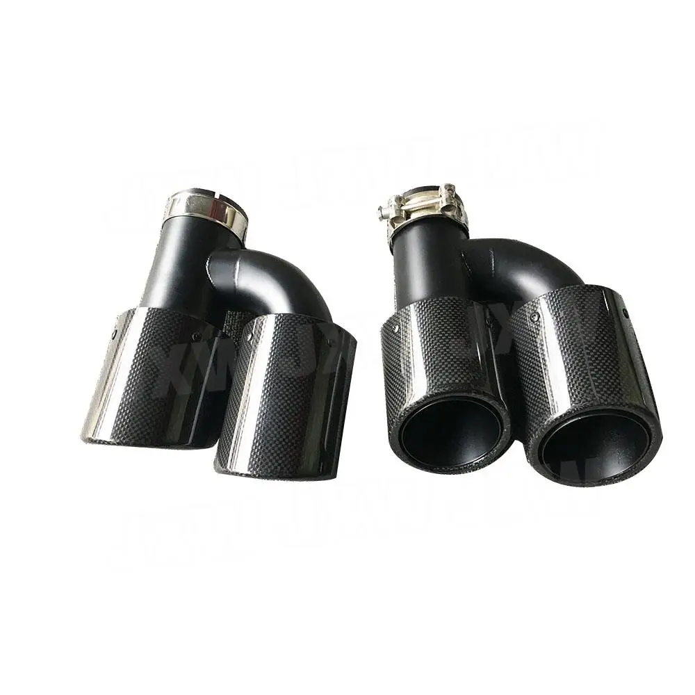 Carbon Fiber With Stainless steel Exhaust Tips OO-OO  Car Exhaust Muffler Tip Pipes  For Audi  Car Accessories