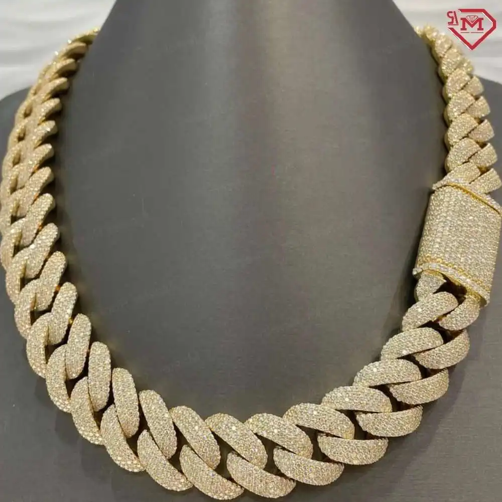

Hiphop 20mm Big Size Miami Cuban Link Chain 925 Silver Iced Out Vvs Moissanite Cuban Link Chain