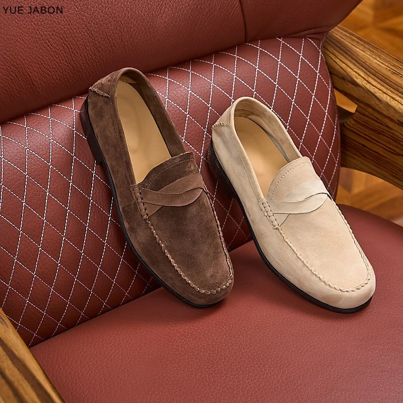 New Spring Men's Casual Fashion Genuine Leather Loafers Moccasins Slip-On Driving Shoes 38-45 Coffee Male Flats Comfort Footwear