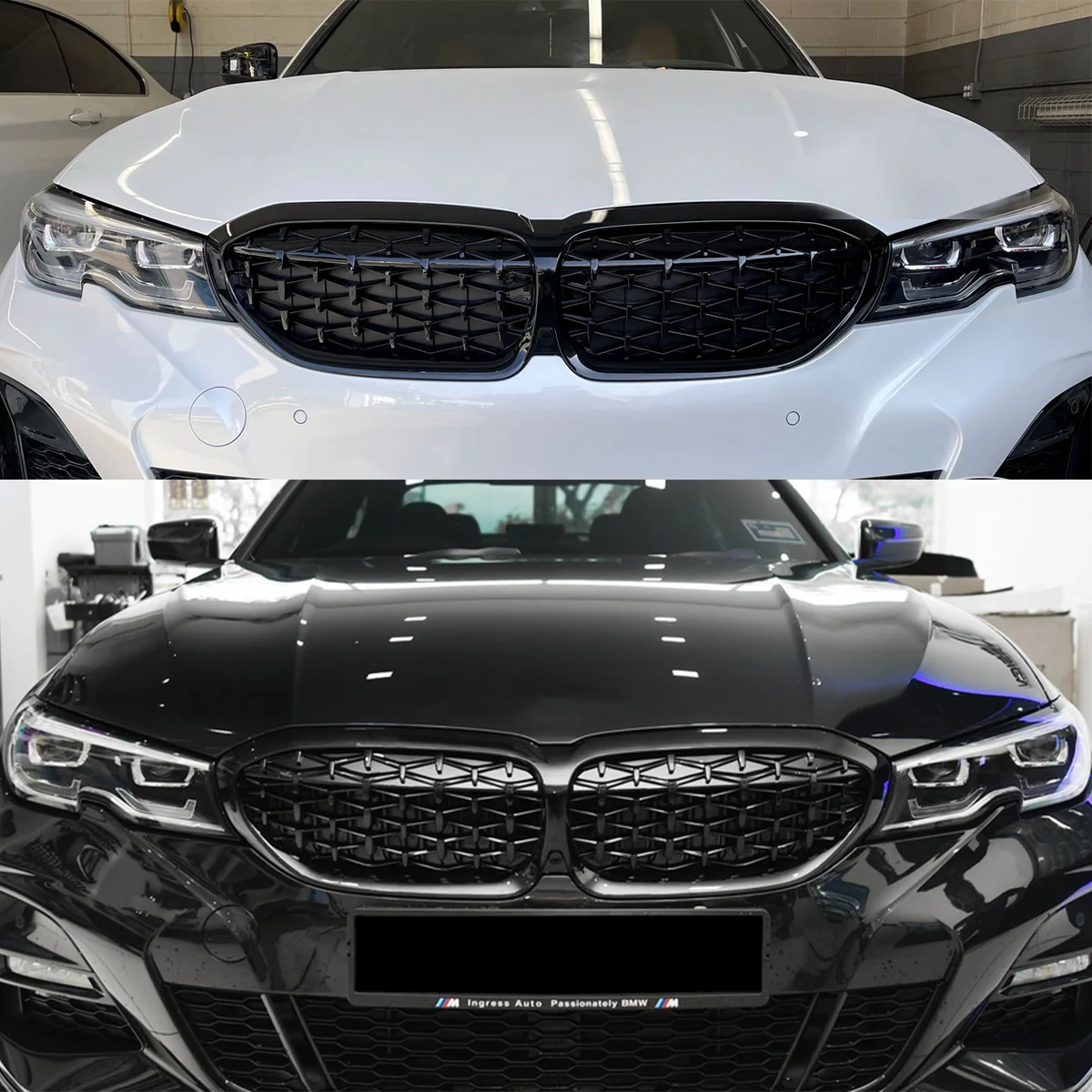 MAGICKIT لسيارات BMW 3 Series G20 Saloon/G21 Estate 2018 2019 2020 2021 شبكة الكلى الأمامية مع ملحقات السيارة باللون الأسود اللامع #2