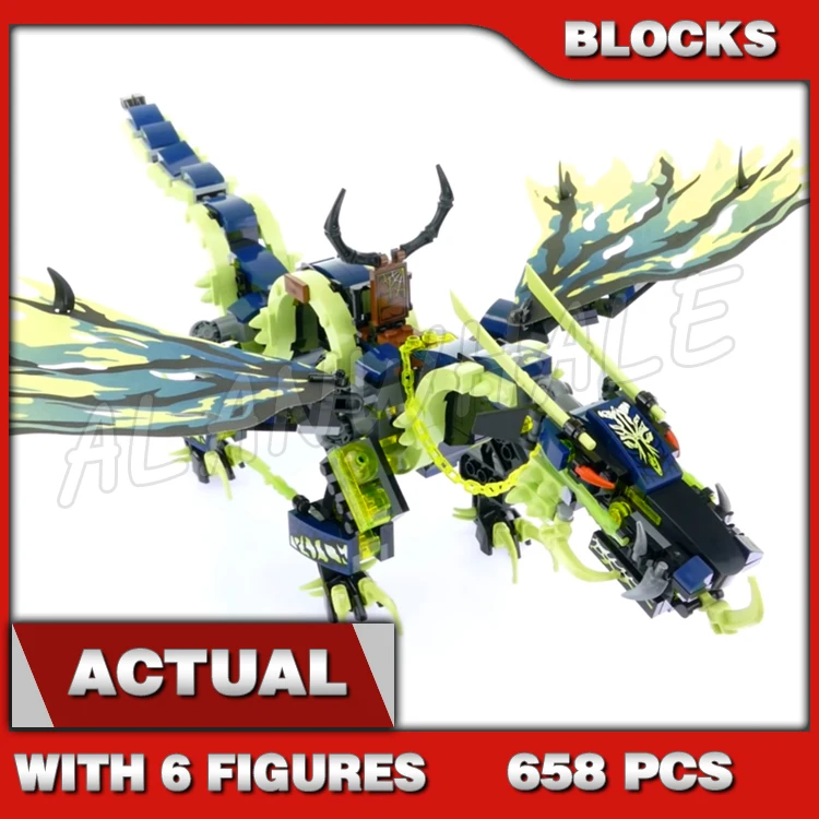 

658pcs Attack of the Morro Dragon Green Spinjitzu Master Tomb Jet Boards 10400 Building Blocks Toys Compatible With Model