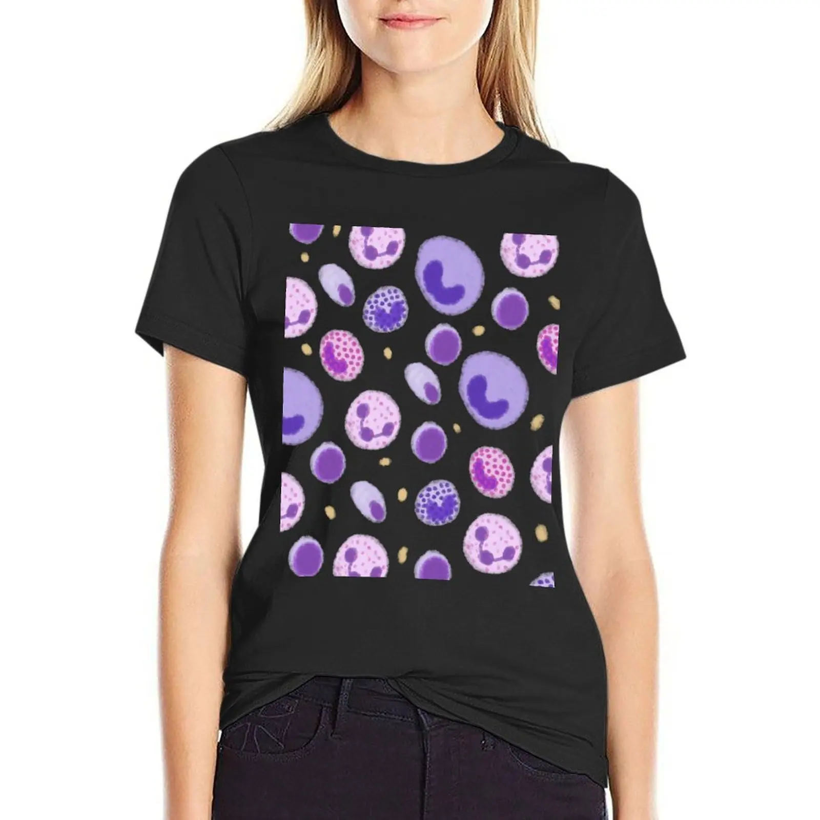 

White Blood Cells Pattern T-Shirt animal prinfor plain quick drying graphic t-shirts for Women