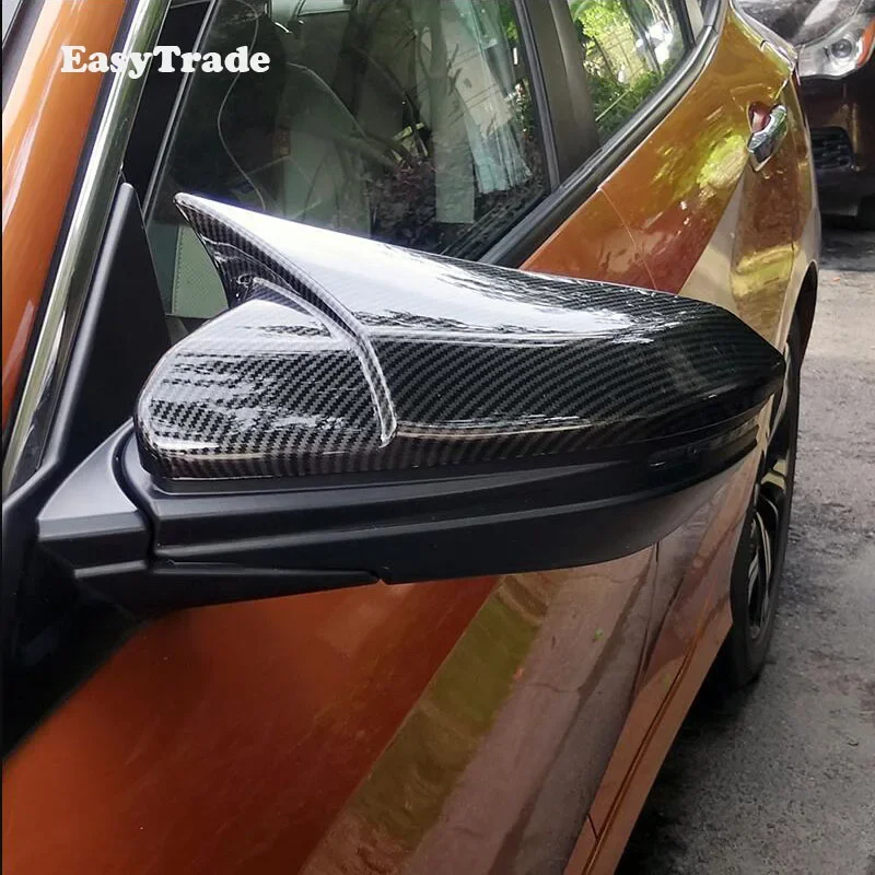 

For Honda Civic 10th Gen 2016-2020 Horn Shape Car Rear View Side Mirror Cover Trim Carbon Fiber Styling Sticker