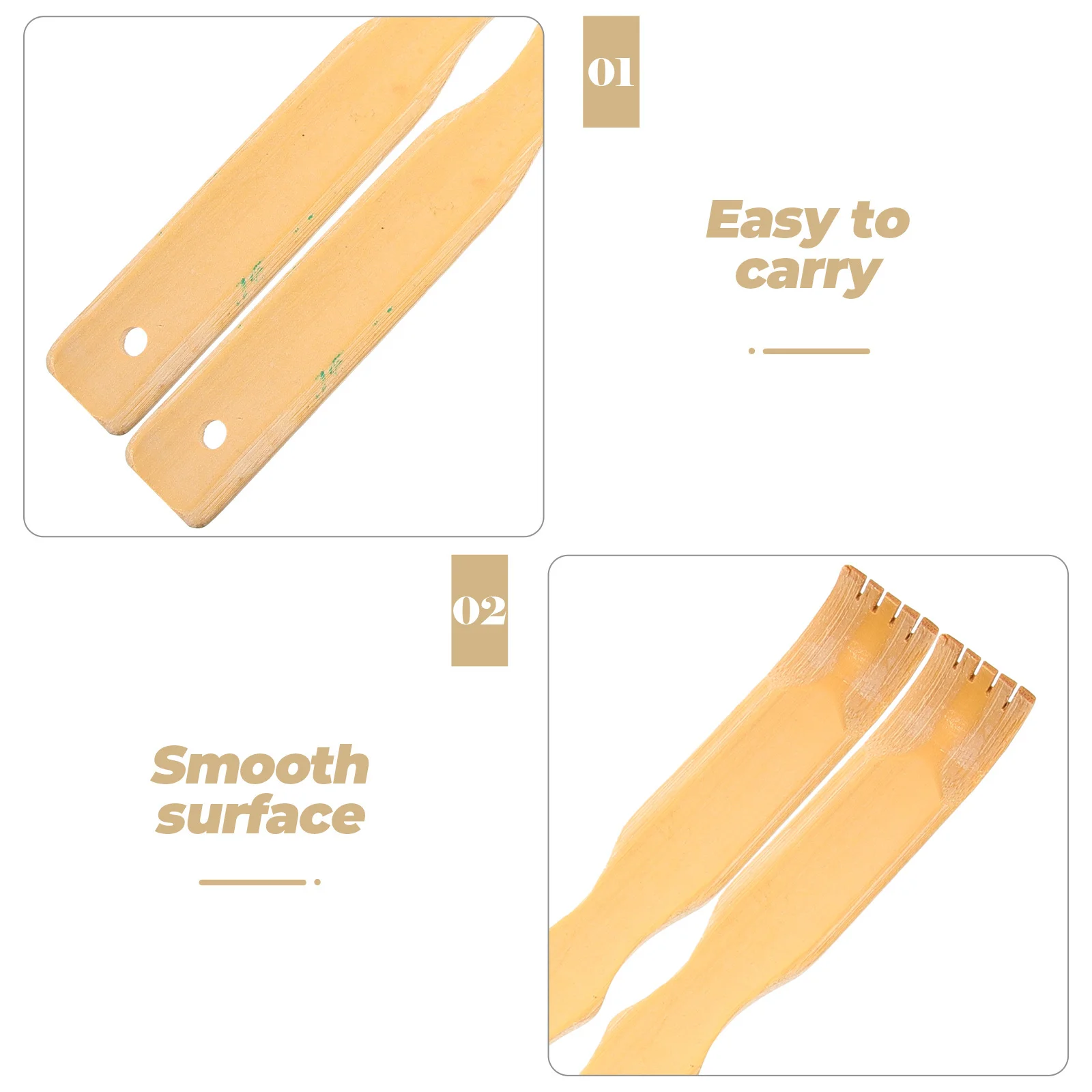 5Pcs Bamboo Back Scratcher Long Handle Portable Back Itching Relief Tool Massage Hammer Body Scratcher for Adults Elderly Home