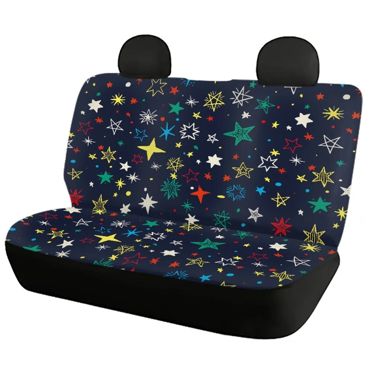 Front and Back Car Interior Seat Covers Colorful Stars Design Soft Universal Vehicle Seat Covers Durable Remove Intorior Decor