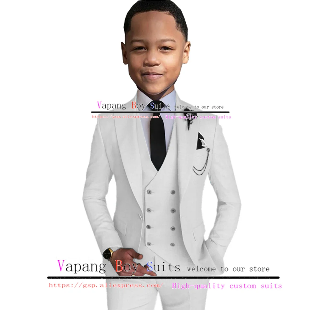 Boys Suits 3pcs Wedding Tuxedo Jacket Pants Vest Double Breasted 2-16 Years Old Custom Clothes for Kids