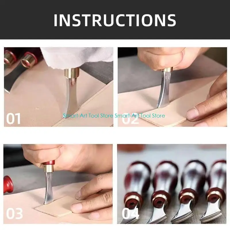 E1PB 4 Pcs Leather Edges Creaser Leather Edges Crafting Tool 1.0/1.5/2.0/2.5mm Leather Craft Tool