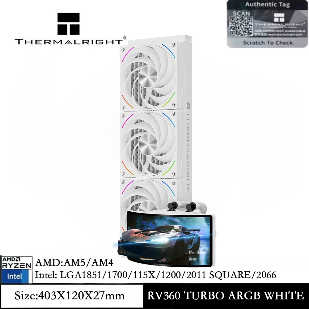 

Thermalright Rainbow Vision 360 Turbo ARGB Кулер для воды для ПК 360 мм, самодельный, 6,67-дюймовый AMOLED 2K 3D изогнутый экран для LGA 1851/1700/AM5