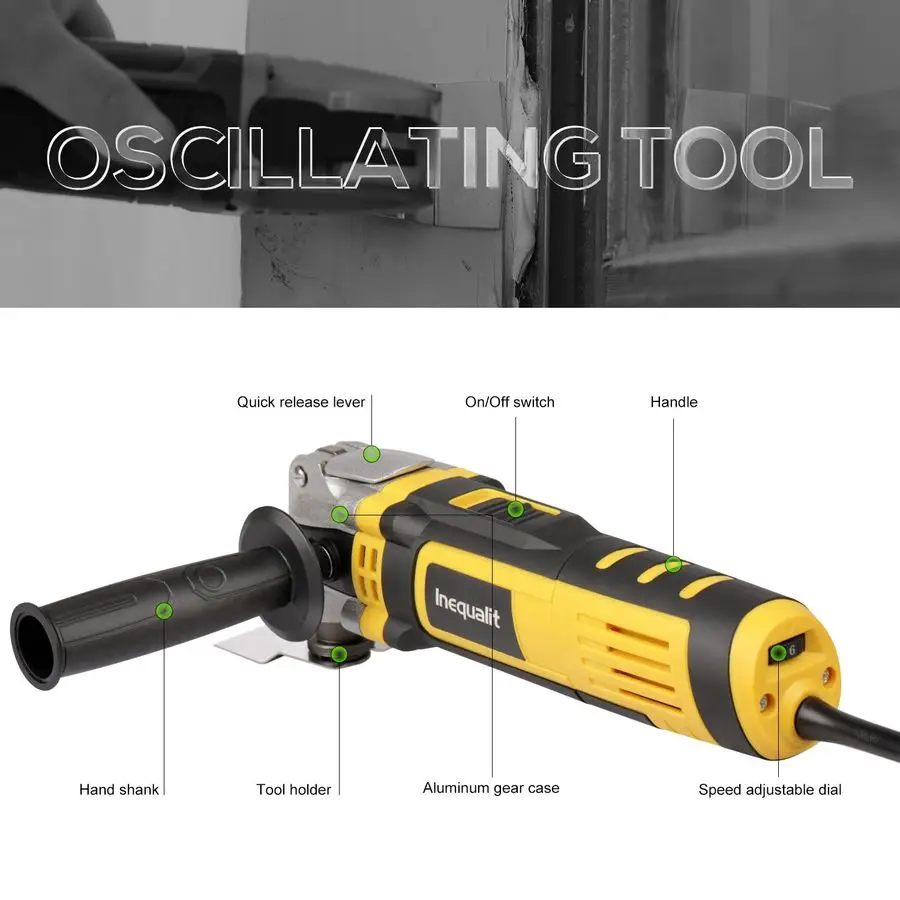 Tool, 3.5A Oscillating Multi Tool Kit with 6 Variable Speed, 4 Oscillation Angle, Quick Release System and 30Piece Accessory Set