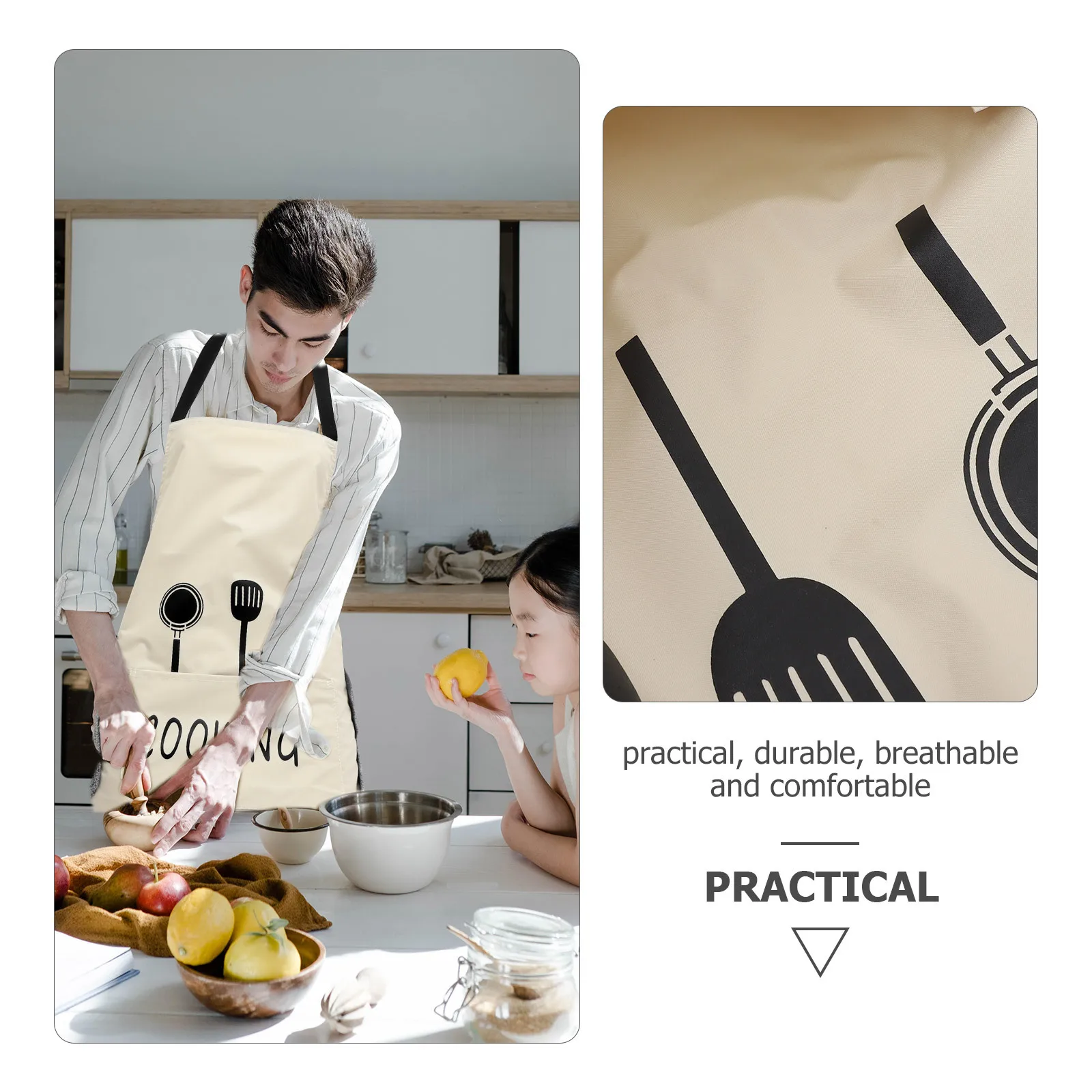 

Adjustable For Cooking Oil-Proof Kitchen Apron With Pocket Reusable Baking Grill Household Apron For Men Women