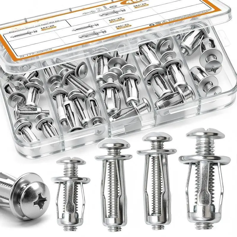 40 Pieces of Expansion Screws and Flower-Shaped Nut Set: M4, M5, M6, M8.