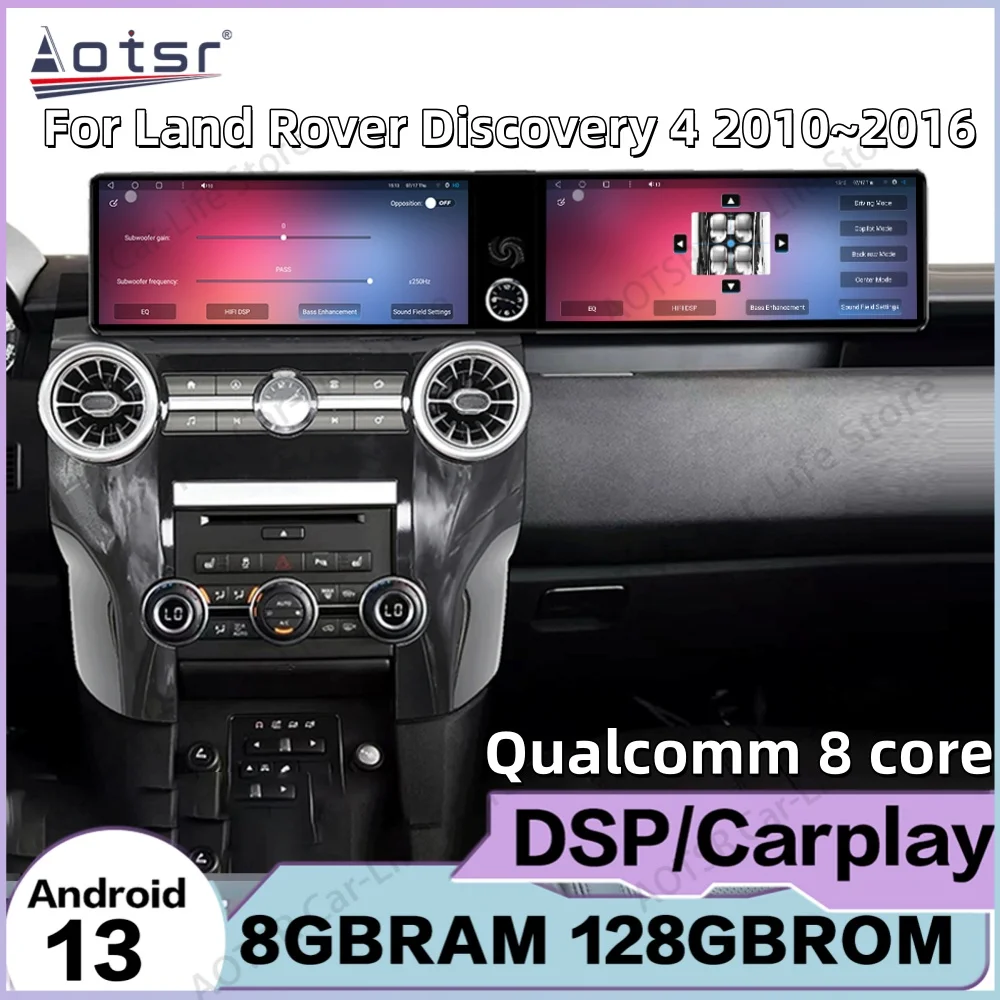 

Взаимодействие с двойным экраном для Land Rover Discovery 4 2010 ~ 2016 Android 13, автомобильный радиоприемник, мультимедийная GPS-навигация, Carplay, IPS Head Uni