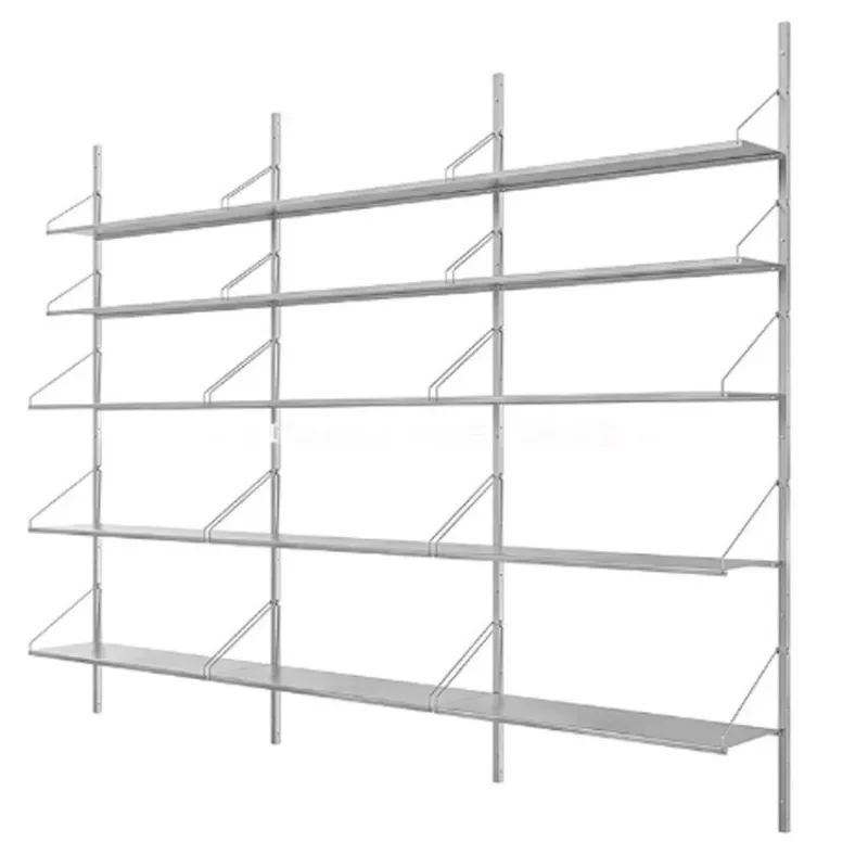 

Living room wall bookshelf bag rack wall rack stainless steel laminate metal one-word baffle storage display rack