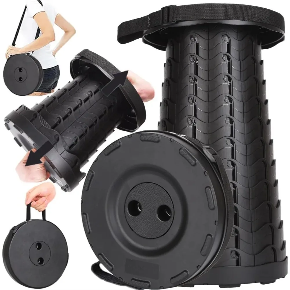 Zusammenklappbarer Hocker mit 180 kg Tragkraft, Tragbarer Faltbarer Campinghocker für Erwachsene, Outdoor Angeln Wandern BBQ Klappstuhl Campingstuhl