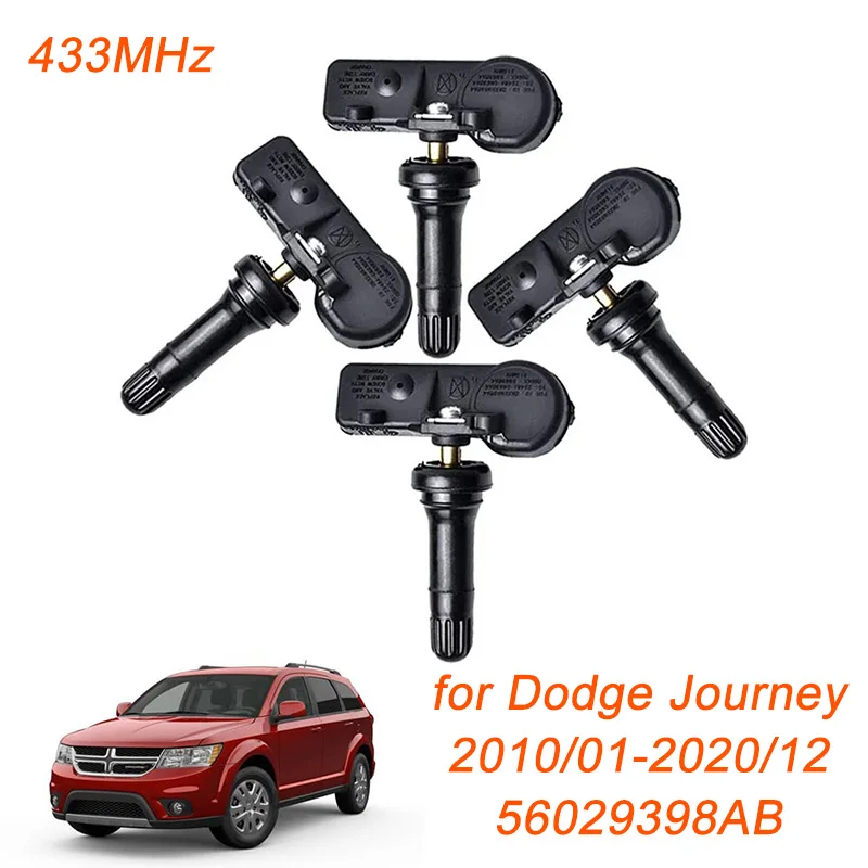 56029398AB 1/4Pcs 433MHz TPMS Sensor de monitoramento de pressão dos pneus para Dodge Charger Challenger SRT Grand Caravan Journey Ram Cargo