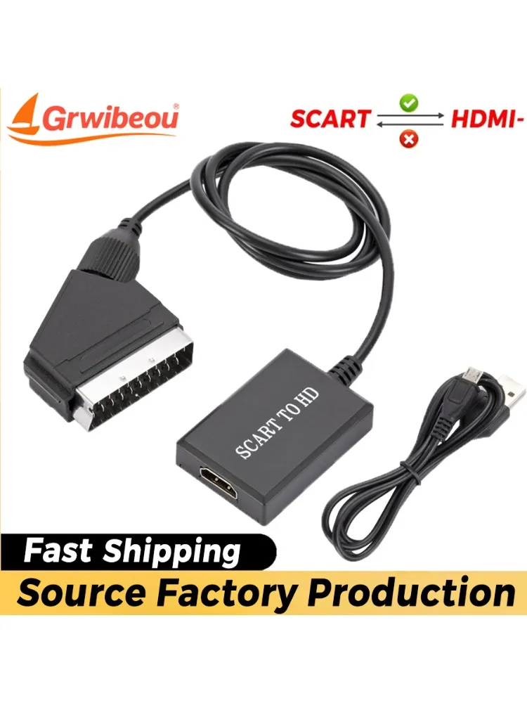 Konwerter SCART na HDMI Adapter wideo i audio do telewizorów HD DVD HDTV Sky Box STB Plug and Play Kabel DC Plug and Play — zdjęcie produktu 7