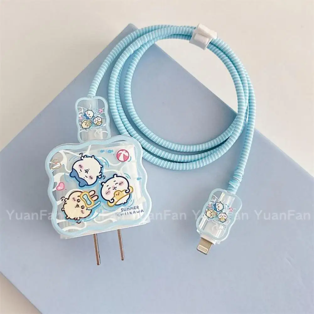 Anime Chiikawa Iphone 20W Charger Protective Case Kawaii Cartoon Suitable Apple Data Cable Decoration Accessories Girls Gift