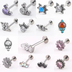 16G Titanium Labret Stud Flower Earring for Lip Helix Cartilage Daith Conch Earlobe Piercing Body Jewelry