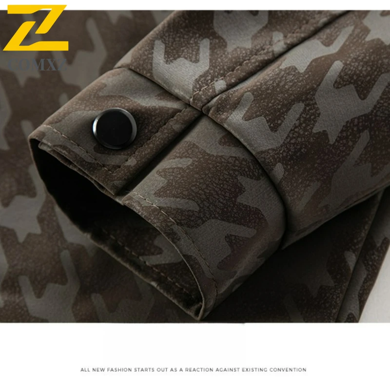 COMXZ Mens Leather Jacket 2025 New Light Luxury Outdoor Work Windproof Coat Premium Casual Daily Comfortable Autumn Outerwear​