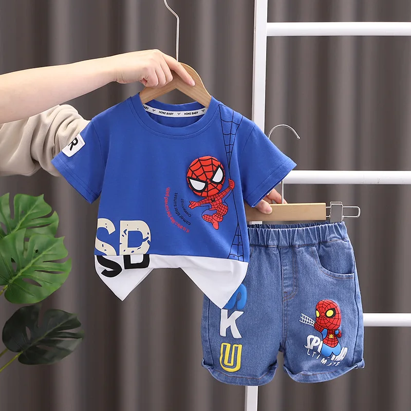 Summer New Product Boy Cartoon Spider Man Short Sleeve Set