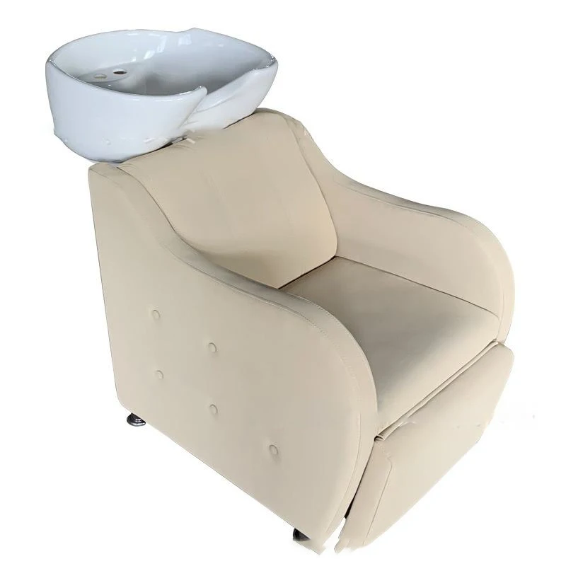 Modern ceramic basin and metal frame shampoo chair with salon washing station