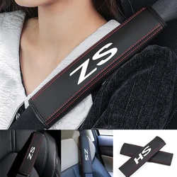 2pcs Car seat belt Nappa leather Shoulder Protector Car Accessories For Morris Garages MG ZS Logo Car Accessories