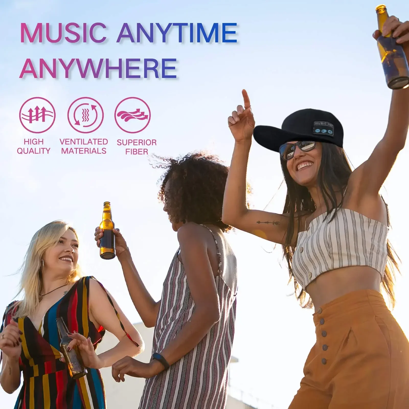 Wireless Bluetooth 5.0 Speaker Hat/Cap with (Inbuilt Microphone) Wireless Smart Speaker Hat/Cap for Outdoor/Indoor Sports