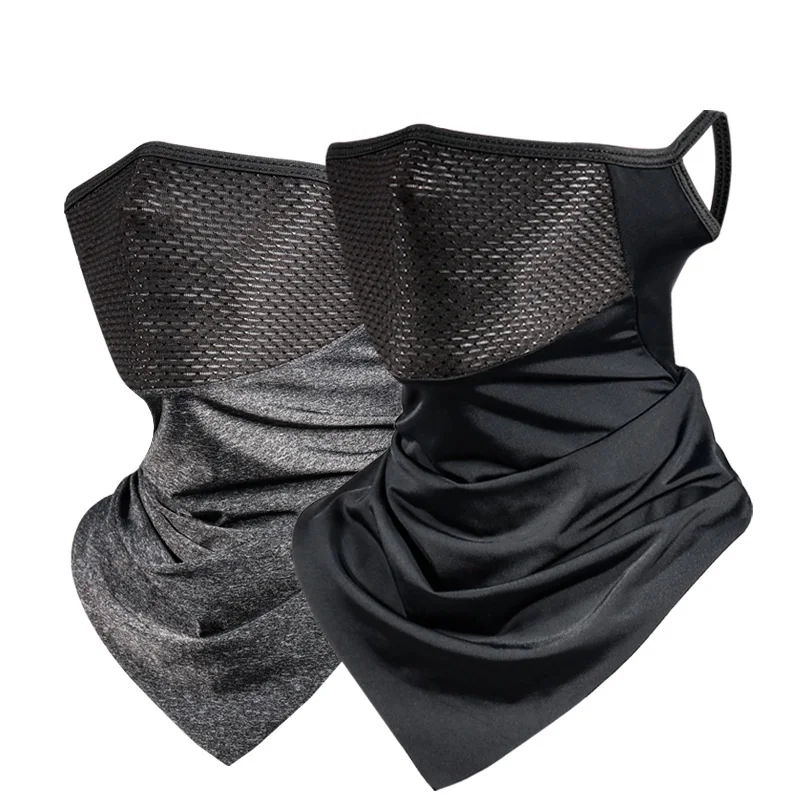 Women Men Sun UV Protection Cycling Fishing Cooling Ice Silk Mesh Neck Gaiter Bandana Face Mask Half Face Scarf Cover