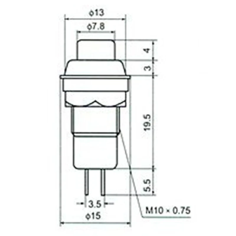 6pcs Self-locking Push Button Switch 10mm