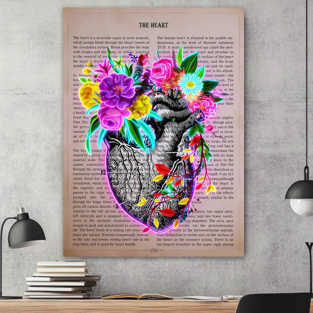 Heart Flower Anatomy Print Medical Poster Hospital Ar Decor Canvas Painting Medical School Cardiology Art Home Office Room Decor view 5