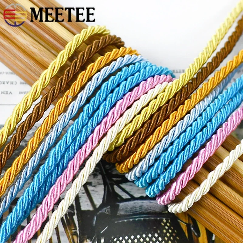 5-20Meters 3mm 3 Shares Cord Rope Twisted Bag Decorative Ropes Gift Box Package Thread Cords DIY Home Textile Sewing Accessories