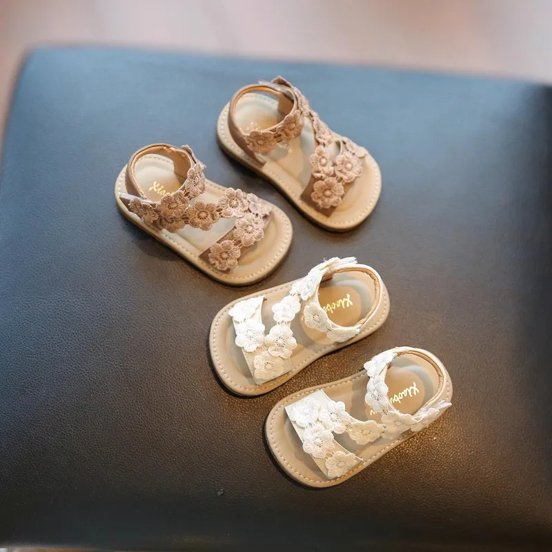 Mumoresip Toddler Sandals Open Toes Sweet Flowers Baby Walking Shoes Soft Bottom 2026 Summer New Kids Beach Shoes Non-slip Trend