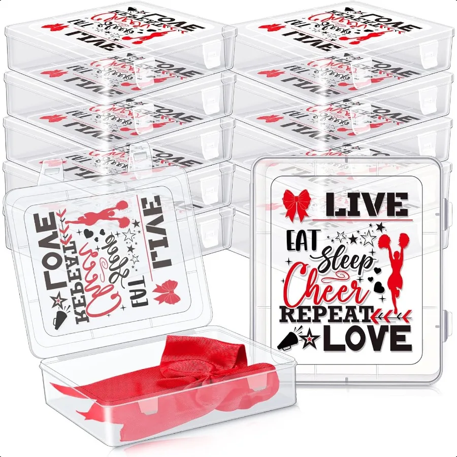12 Stück große Cheer Bow Box aus Kunststoff für Cheer Team Gifts Case Bulk Senior 2026 Schärpe Geschenk für Team Cheerleader Haarschmuck Orga