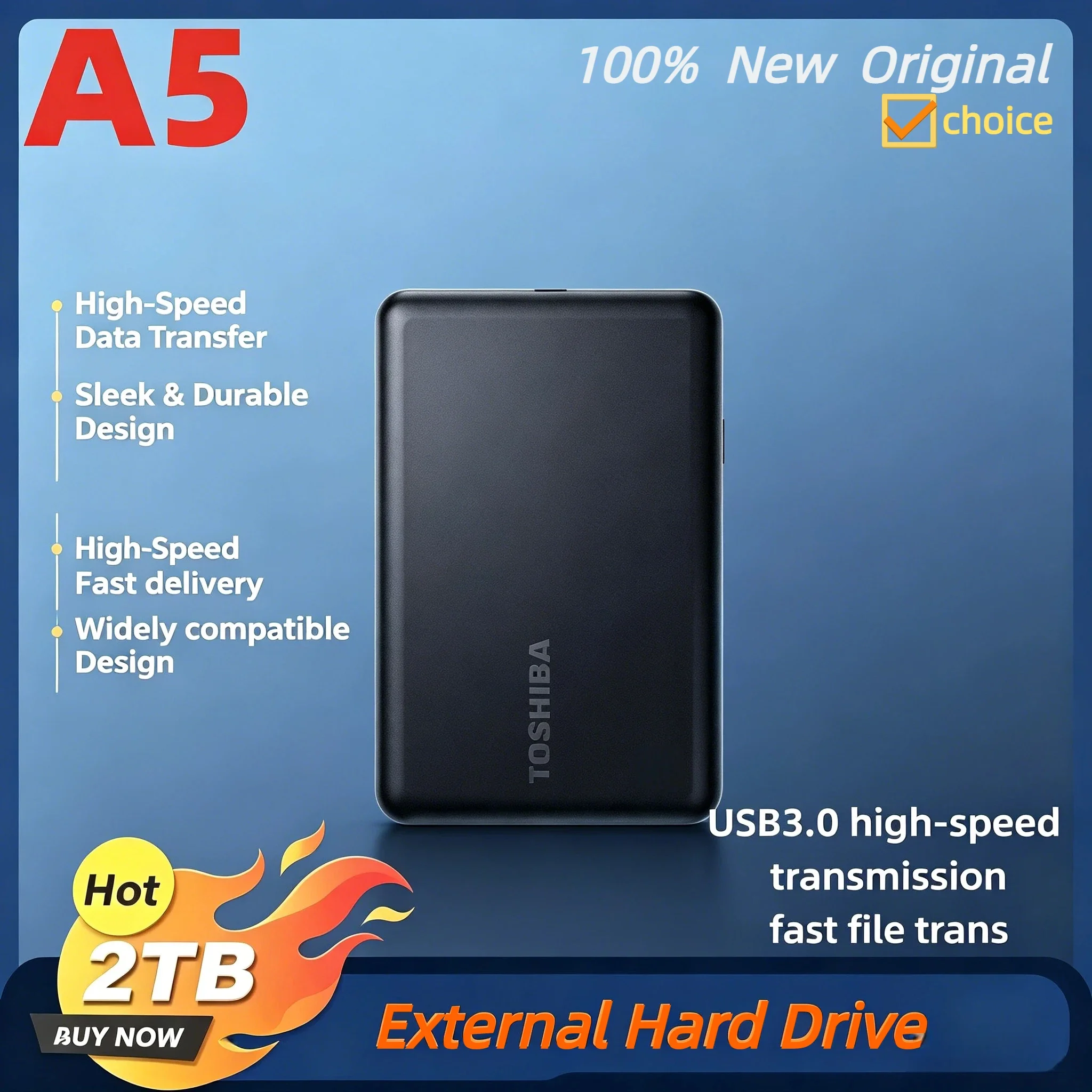 Oem para toshiba a5 expansão unidade de disco rígido portátil externo 500gb 1tb 2tb usb3.0 2.5 Polegada caixa hdd para pc mac portátil ps4 ps5