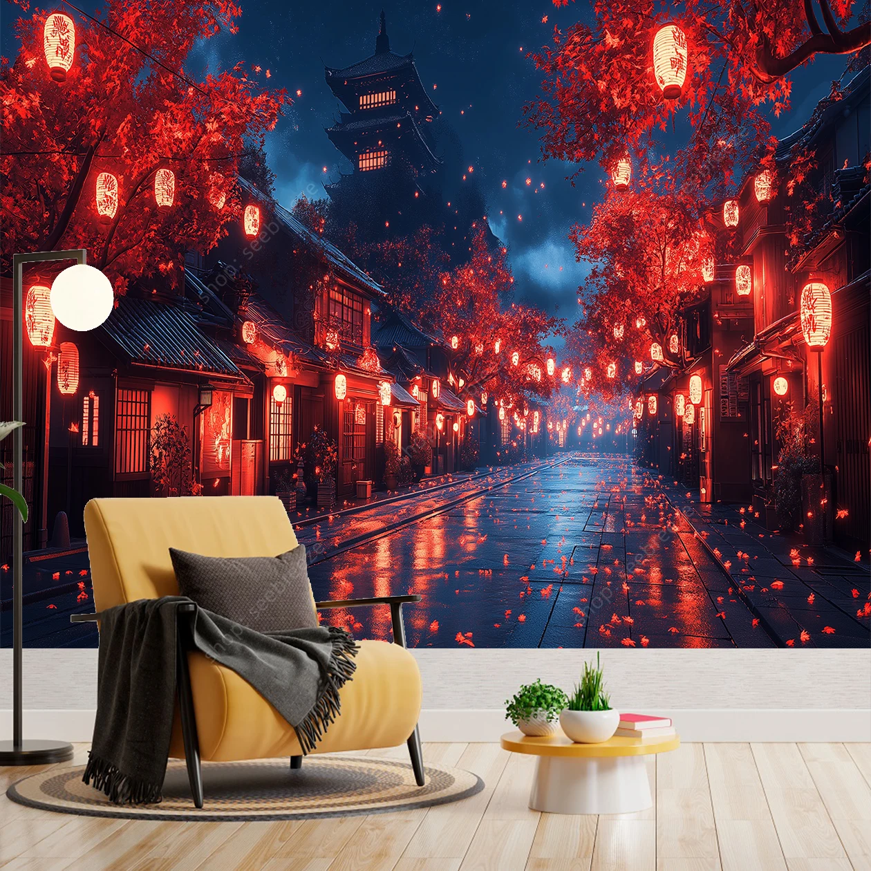 Anime Japan House and Street Tapestry Wall Hanging for Hippie Boho Aesthetic Room Decor Psychedelic Home Wall Decor Yoga Mat
