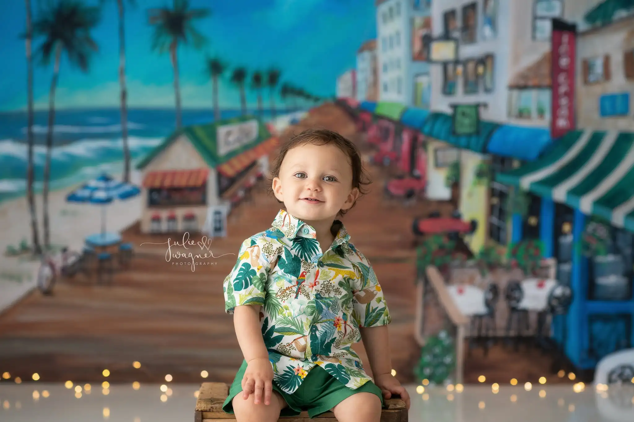 Haibin Commercial Street Backgrounds Kids Adult Photography Props Child Baby Decors Endless Summer Palm Tree Photo Backdrops