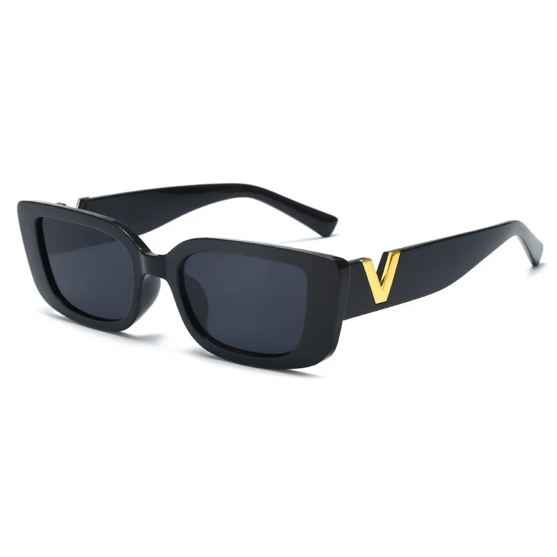 New Small Frame Sunglasses For Women, Fashionable Hip-hop Square Frame V-shaped Cute Car Sunglasses 1278