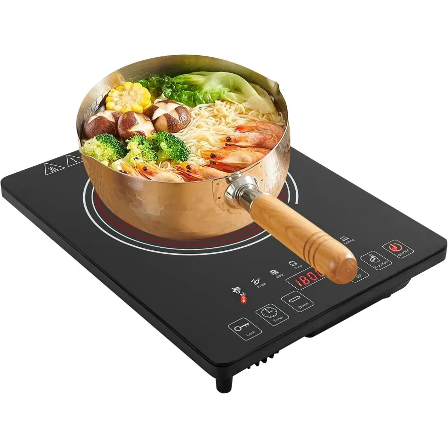 

Portable 1800W Electric Ceramic Hob with LED Touch Screen Single Burner Electric Cooktop for Home Camping Black 8 Power Setting