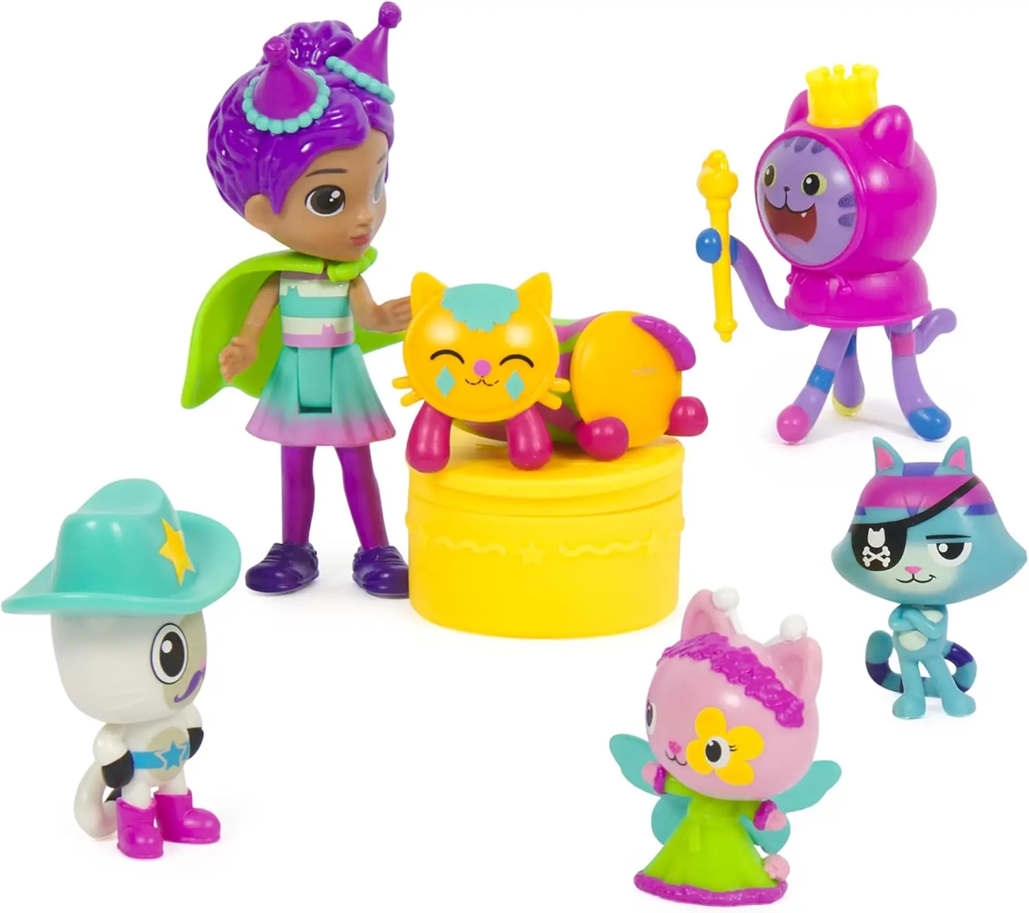 

Celebration Themed Dollhouse Figures Set with 5 Cat Toys, Surprise Accessories & App Reward for Kids 3+