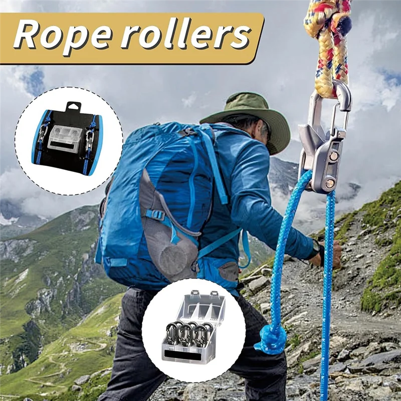 ABMH-Outdoor Tensioner With Rope Roller Paracord Cinching Tool For Camping, Hiking & Boating Outdoor Tool Line Puller