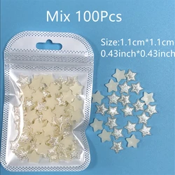 100Pcs/Bag Colorful Star Shape Resin Nail Charms 3D Nail Creative Portable Fan Diy Handmade Decor Suitable Long Nail Phone Case