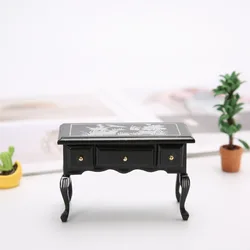 1:12 Miniature Wooden Dressing Table with 3 Wooking Drawers Shabby Chic Furniture Dollhouse Accessory Decor Toy