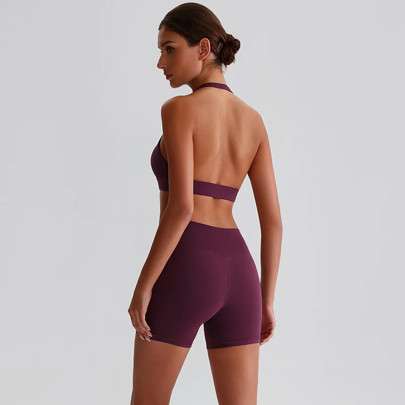 Seamless 2PCS Women Yoga Set Solid Color Bra + High Waist Leggings Breathable Gym Running Fitness Outfit