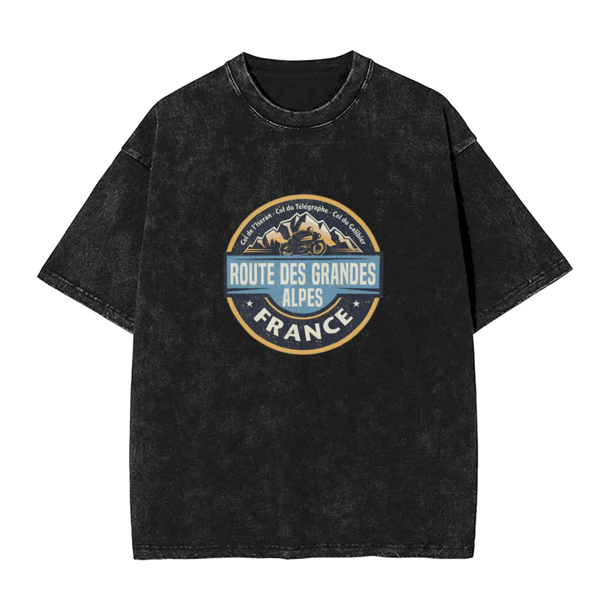 Route des Grandes Alpes  France  Unique Trendy A T-Shirt Oversized Short Sleeve Men's Women's Cotton Tees Tops