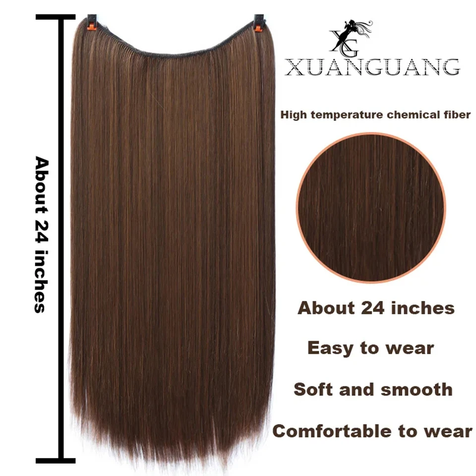Fishing line hair extensions wig pieces long straight hair curly hair big waves water ripples COS hair extensions ﻿ - view 3