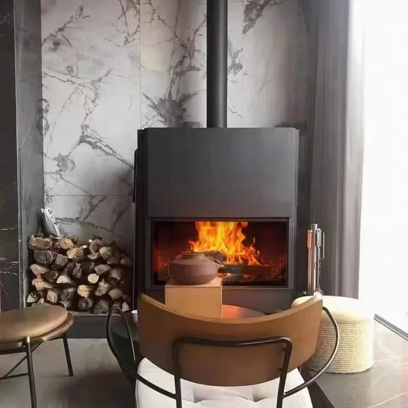 1200mml Modern Steel Fireplace Insert Thick Wood Burning for Villas and Living Room for Dining Hotel and Apartment