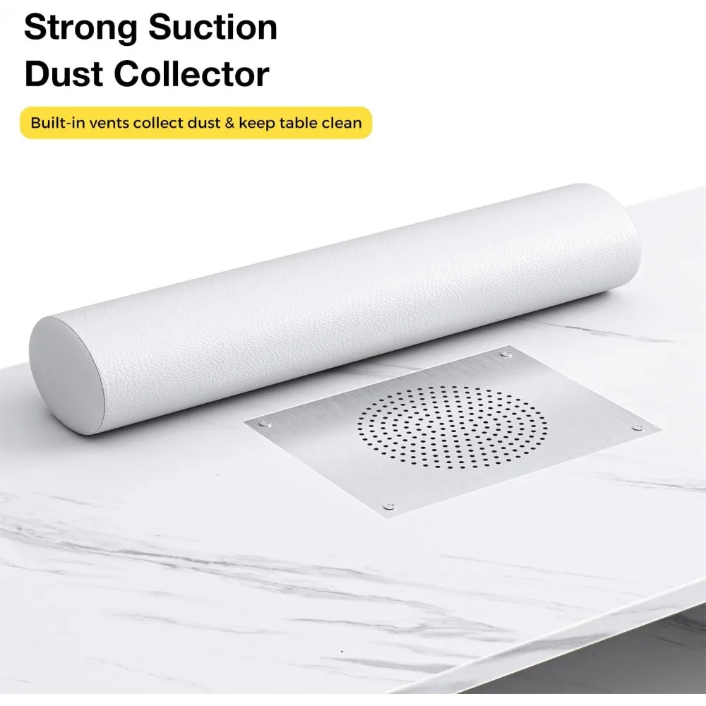 Manicure Table Nail Desk for Nail Tech, Professional Nail Table with Stool, Dust Collector, Dust Bag & Wrist Cushion