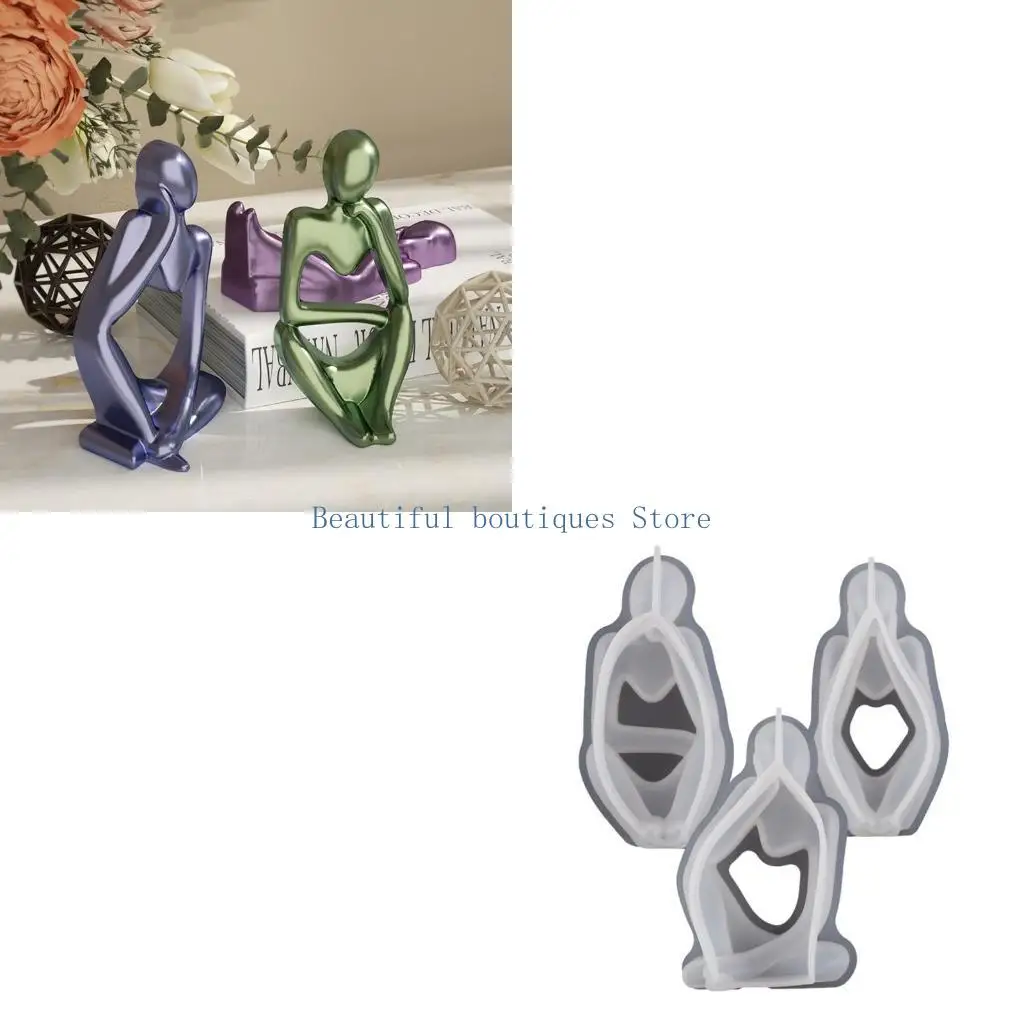 U4LF 3D Portrait Candle Silicone Mold for Handmade Desktop Decor Gypsum Epoxy Resin Aroma Candle Mould for Home Decoration