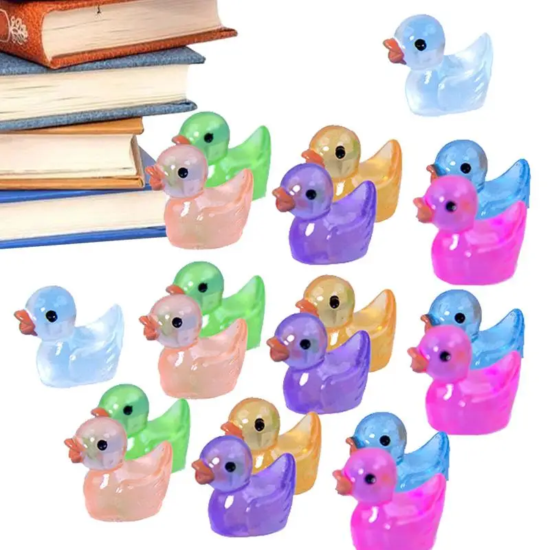 Luminous Resin Ducks 20pcs Miniature Figurines Ornament Landscape Decoration With Attractive Lighting For Balcony Bedroom